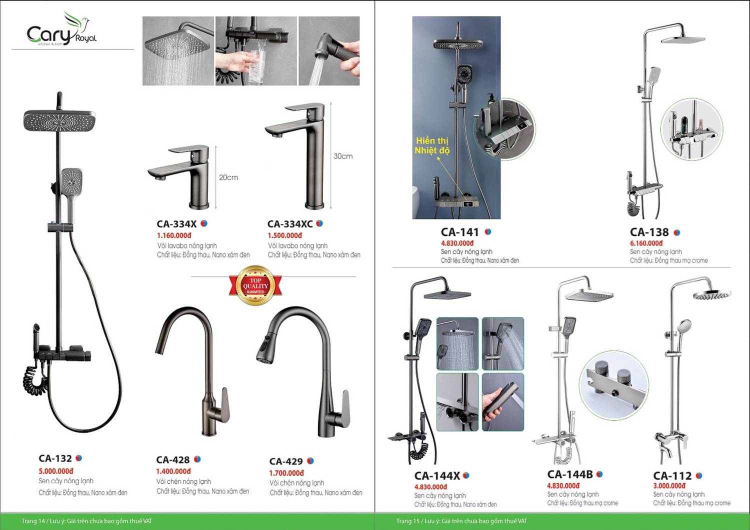 Thiết bị vệ sinh CARY ROYAL Catalogue và Bảng giá mới nhất 2024 - 2025 /Page 7